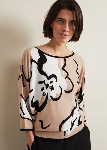 Phase Eight Laurie Ink Floralted Knitwear Brown Canada | AUGBEH-405